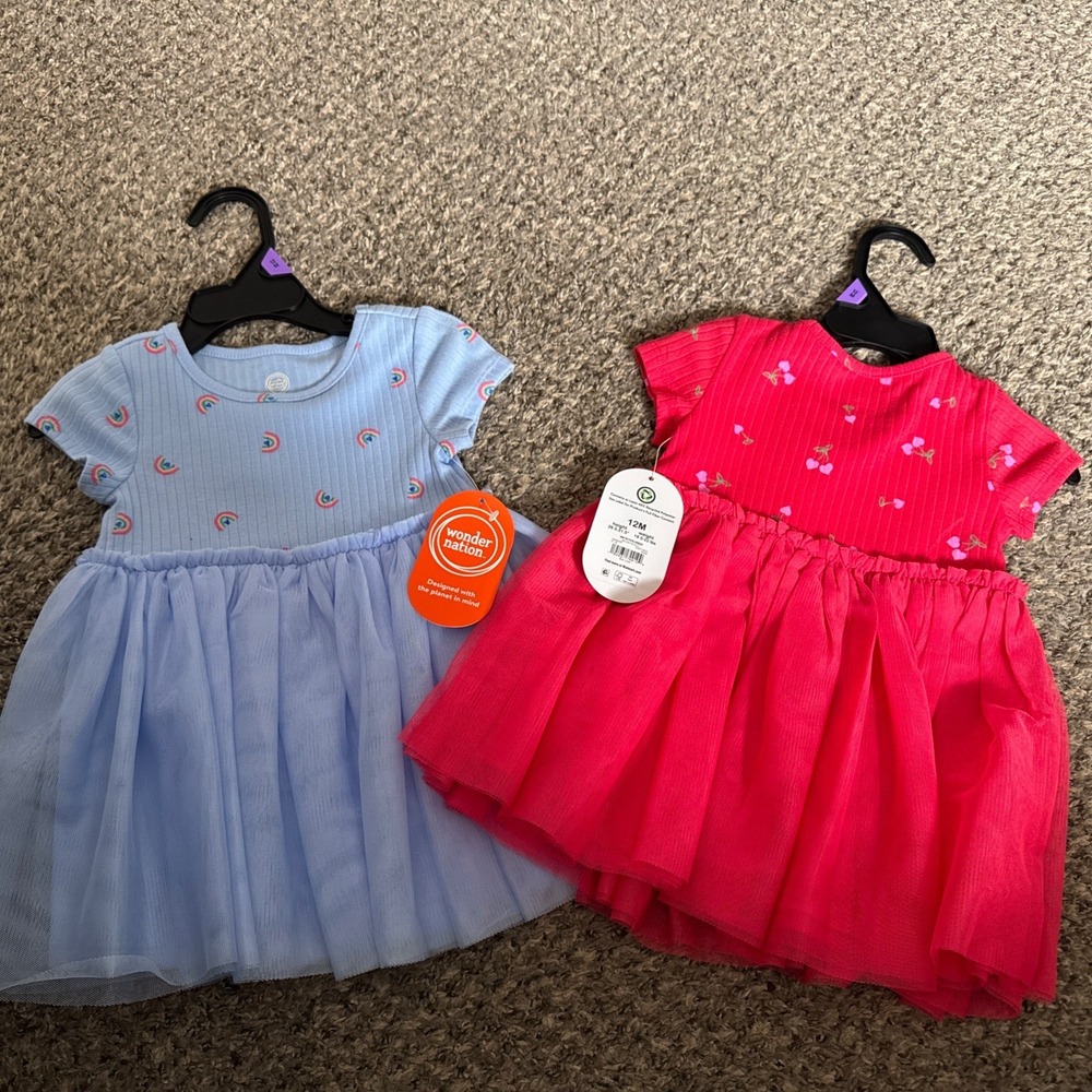2 Wonder Nation Toddler Girls Tutu Dresses Size-12 Months